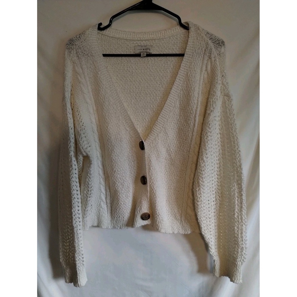Lucky Cropped Off White Cardigan Size Small